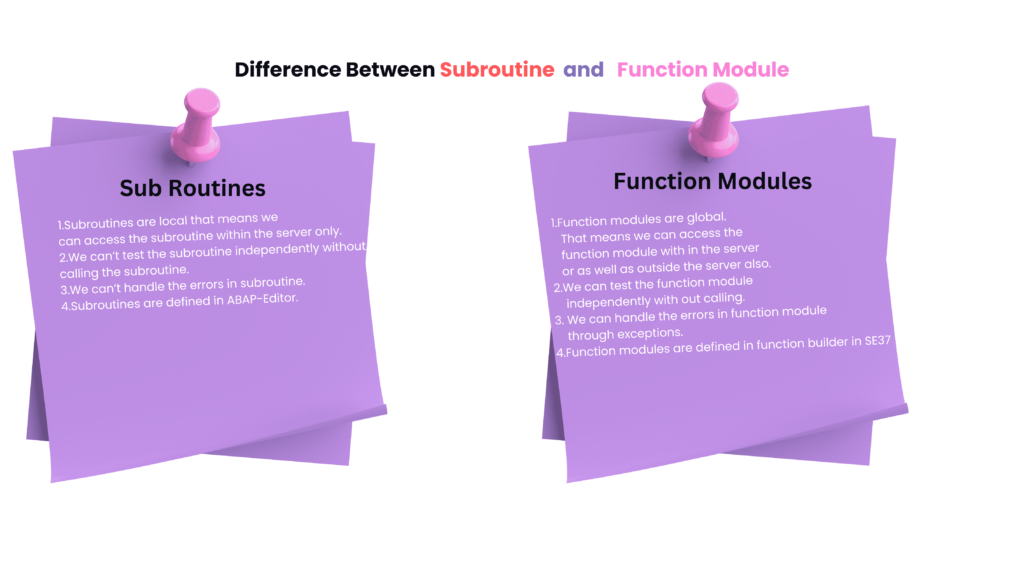 Difference between Function Module and Subroutine